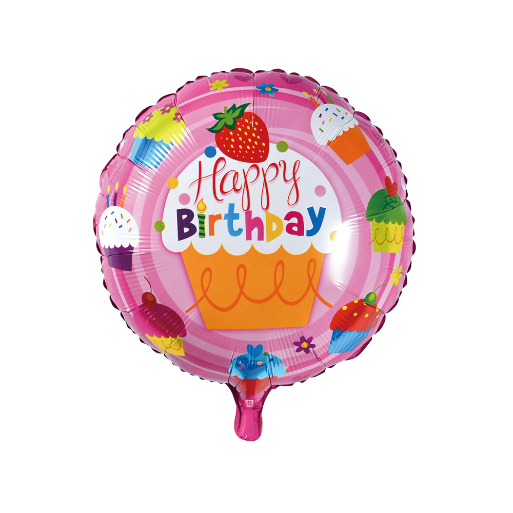 Happy Birthday Cupcakes Folie Ballong 48cm